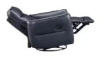 Dark Blue Leather Swivel Glider Recliner - Image 4