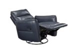 Dark Blue Leather Swivel Glider Recliner - Image 6