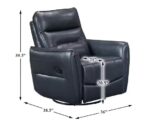 Dark Blue Leather Swivel Glider Recliner - Image 8