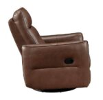 Toffee Brown Leather Swivel Glider Recliner - Image 2
