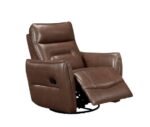Toffee Brown Leather Swivel Glider Recliner - Image 5