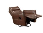 Toffee Brown Leather Swivel Glider Recliner - Image 6
