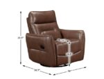 Toffee Brown Leather Swivel Glider Recliner - Image 8