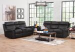 Sterling 3pc Set: Reclining Sofa, Reclining Loveseat W/ Rocker Recliner - Black - Image 2
