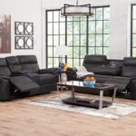 Sterling 2pc Set: Reclining Sofa, Reclining Loveseat - Black