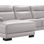 Barclay Full Leather Sectional - Linea Leather/ Light Gray