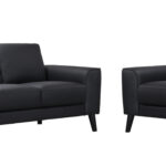 Bondi Full Leather Sofa and Loveseat - Capri Leather/ Black