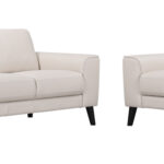 Bondi Full Leather Sofa and Loveseat - Capri Leather/ Frost