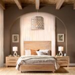 Cascade Queen Bed, W/ Nightstand - Brushed Tropical 100% Solid Wood