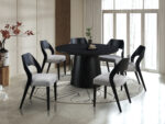 Halo 7pc Round Dining W/ Upholstered Side Chairs - Black
