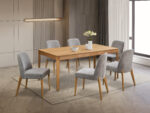 Tyndall 7pc Dining Set W/ Upholstered Side Chairs - Oak