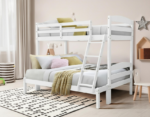Twin/ Full Wooden Bunk Bed - White