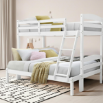 Twin/ Full Wooden Bunk Bed - White