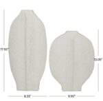 White Ceramic Abstract Textured Decorative Vase, Set of 2 18", 13"H - Image 2